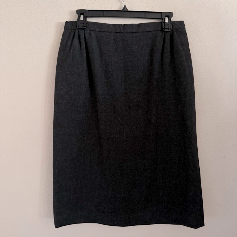 Vintage Orvis 100% Wool Midi Skirt 90s A-line Charcoal Grey Women’s Size 12P